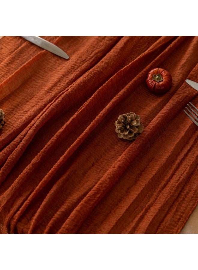 HOMESTAR Table Mat, Ruffled Table Runner, Elegant Dining Table Decoration, For Wedding/Baby Shower/Friend Gathering/Party/Banquet/ Celebration Table Setting, Restaurant Decoration, Home Decoration, Orange, 90x305cm - Image 5